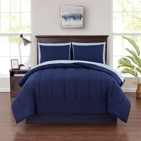 Mainstays Navy Reversible 7 Piece Bed In A Bag Comforter Set With