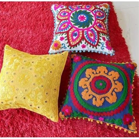gouri handicraft cotton suzani embroidered cushion cover at rs 550 in jaipur