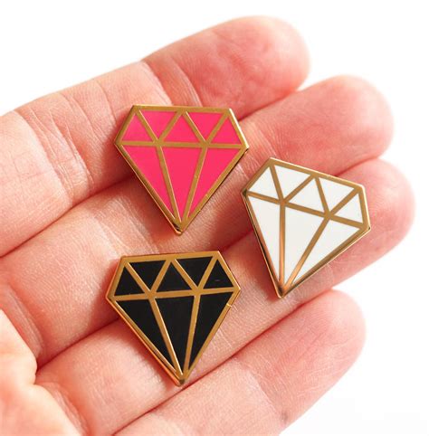 Diamond Enamel Pin Badge By Rockcakes