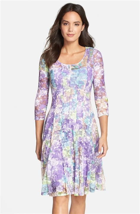 Chetta B Print Floral Lace Fit And Flare Dress Nordstrom