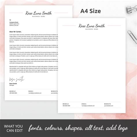 Letter Template Design Printable Michelleskyllektion