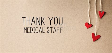 Thank You Medical Staff Message With Small Hearts Stock Image Image