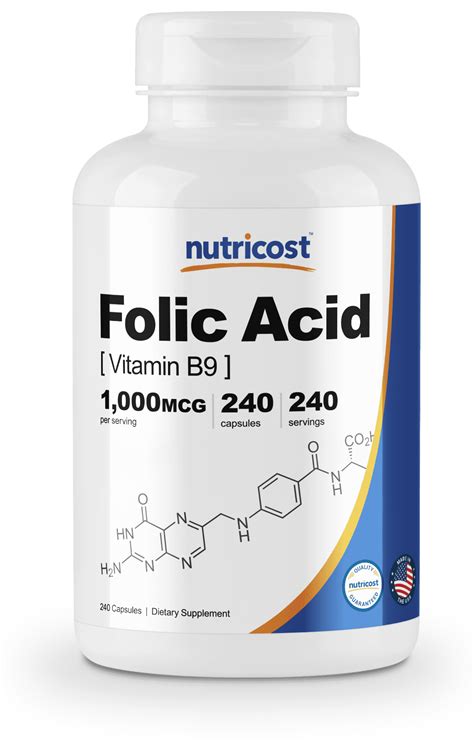 Nutricost Folic Acid Vitamin B9 1000 Mcg 240 Capsules