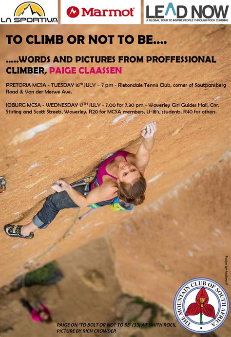 Paige Claassen Presentations Climb Za Rock Climbing Bouldering In South Africa