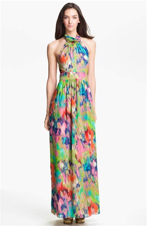 Eliza J Halter Print Chiffon Maxi Dress Petite Nordstrom