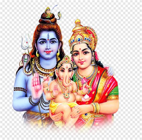 Three Hindu Deity S Shiva Parvati Ganesha Devon Ke Dev Mahadev