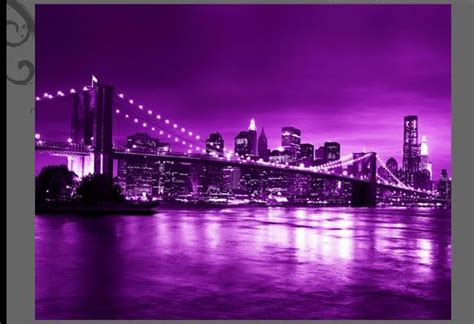 Canvas Picture Print Purple City New York Skyline Ebay