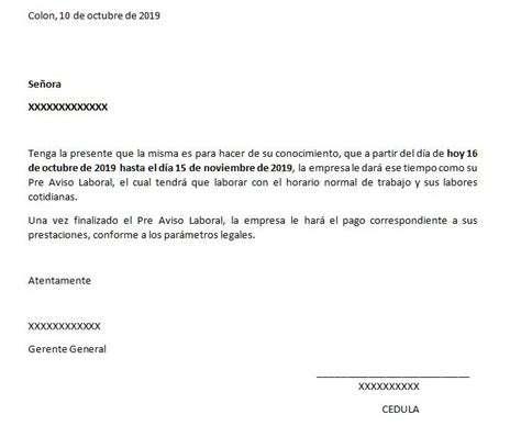 Modelo Carta De Despido Laboral