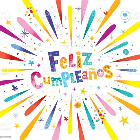 Feliz Cumpleanos Happy Birthday In Spanish Card Stock Vector Art And More