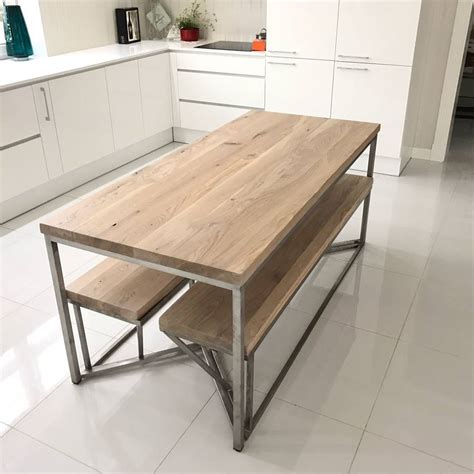 Room dining tables stainless steel table modern living room european restaurant dining tables hotel 201 stainless steel table furniture dining room sets. Tower Oak Stainless Steel Legs Dining Table By Cosy Wood ...