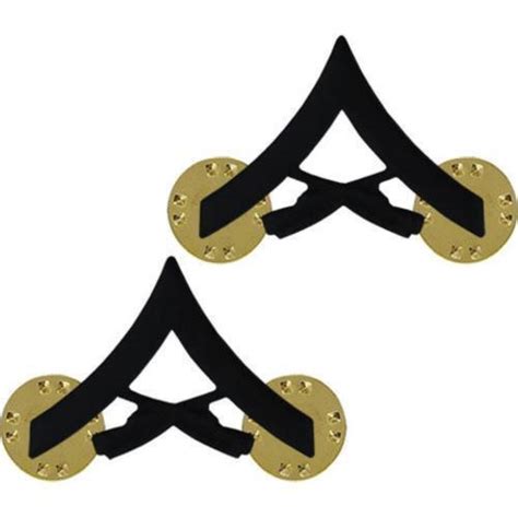 Usmc Marine Corps Black Metal Solid Brass Chevrons Lcpl Lance Corporal