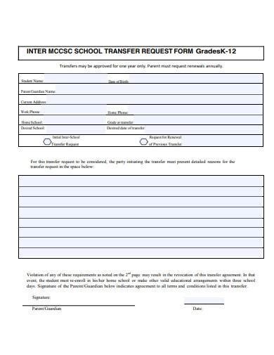 Free 10 School Transfer Form Samples And Templates In Ms Word Pdf