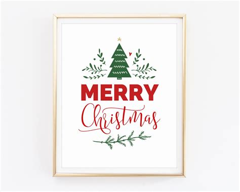 Merry Christmas Printable Wall Art Christmas Decor Holiday Etsy