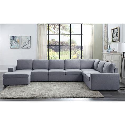 147 Tifton Light Gray 7 Piece Modular Sectional Sofa Chaise