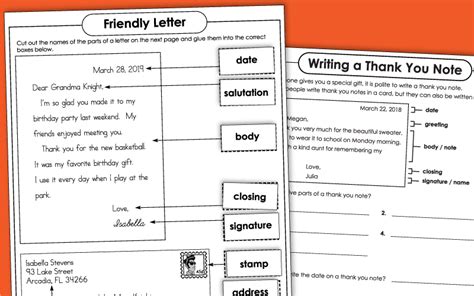 Friendly Letter Worksheets Free Letter Template For Kids A Fun Activity