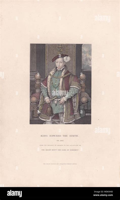Book Plate Print Of King Edward The Sixth Vi Ob 1553 King Of