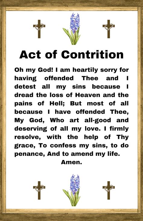 Prayer Printable Acts Of Faith Hope Love Contrition With Etsy Australia