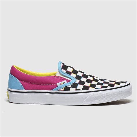 Womens Multi Vans Classic Slip On Crazy Check Trainers Schuh