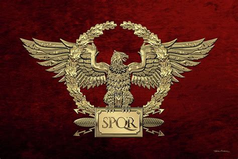 Gold Roman Imperial Eagle S P Q R Special Edition Over Red Velvet