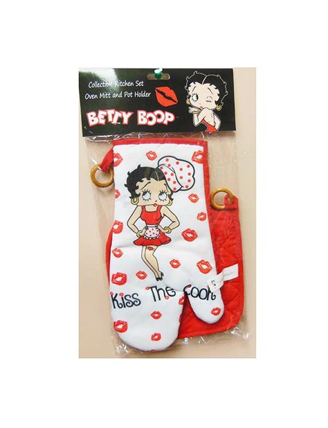 betty boop set pot holder oven mitt kiss the cook mid south products