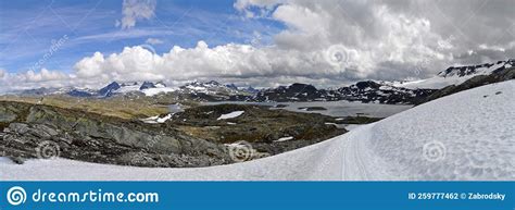 Landscape With Mountains And Snow In Jotunheimen National Park Norway