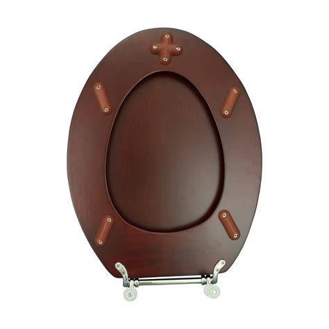 Toilet Seat Elongated Solid Wood Cherry Chrome Brass Hinge Set Of 2