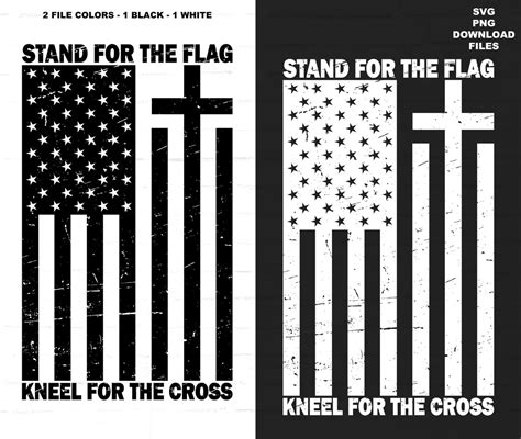 Stand For The Flag Kneel For The Cross Svg American Flag Etsy