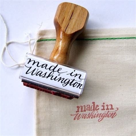 Made In Washington Rubber Stamp Calligraphy Stamp State Etsy Custom