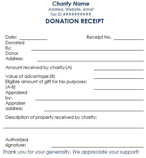 Charitable Donation Receipt Template Free Download Aashe