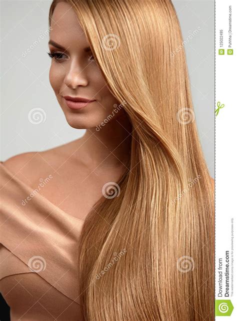 long blonde hair beautiful woman with healthy straight hair stock image image of elegant