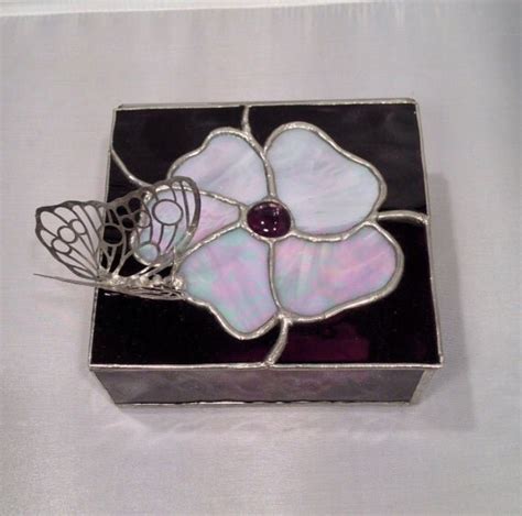 Items Similar To Stained Glass Jewelry Box With Butterfly And Flower On Etsy