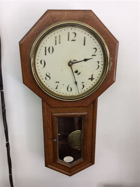 Nice Seth Thomas Long Drop School House Clock In Original Condition
