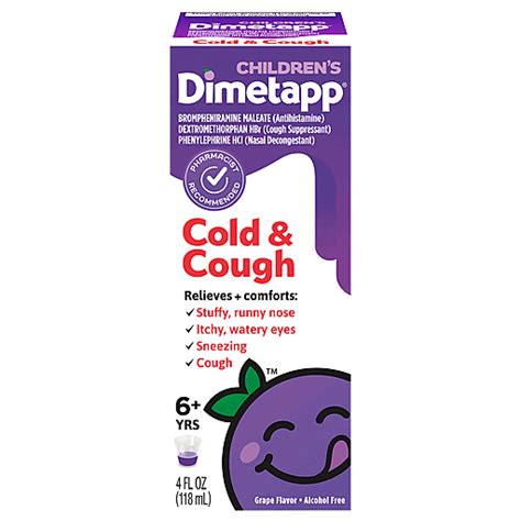 Dimetapp Cold And Cough Childrens Grape Flavor 4 Fl Oz Buehlers