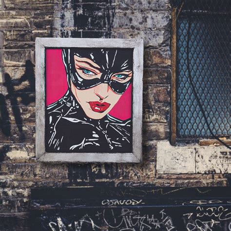 Original Pop Art Catwoman Painting On Canvas Etsy