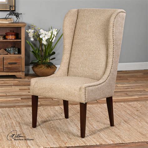 Armless accent chair upholstered chairs tufted sofa modern style for living room. Uttermost Kriston Wingback Armless Accent Chair | UT23214