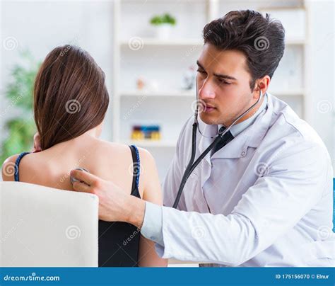 Doctor Checking Patient With Stethoscope Stock Photo Image Of