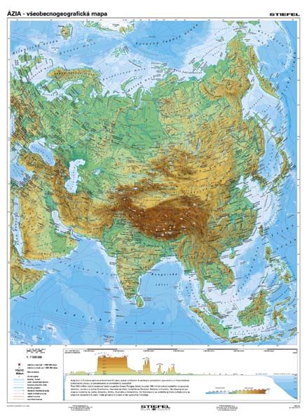 Ázia Všeobecnogeografická Mapa 140x190cm