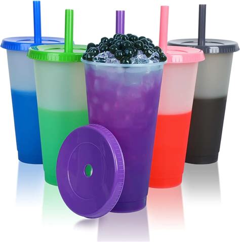 Amazon Com Reusable Plastic Cups With Lids
