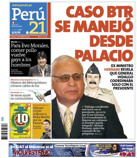 Periódico Perú 21 Perú Periódicos De Perú Edición De Jueves 22 De