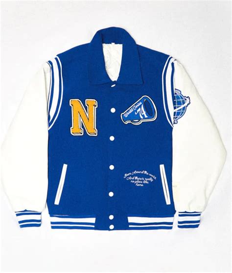 Blue N Letterman Neutrals Varsity Jacket Jackets Expert