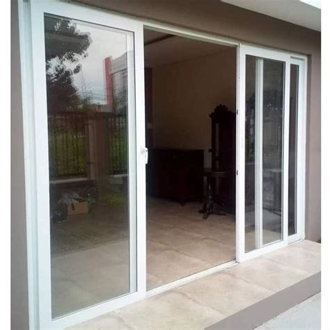 Pristine White Upvc Partition Glass Sliding Door For Home Exterior At