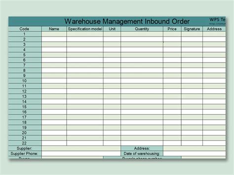 Free Excel Warehouse Inventory Templates Addictionary
