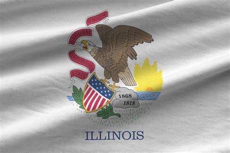 Premium Photo Illinois Us State Flag With Big Folds Waving Close Up