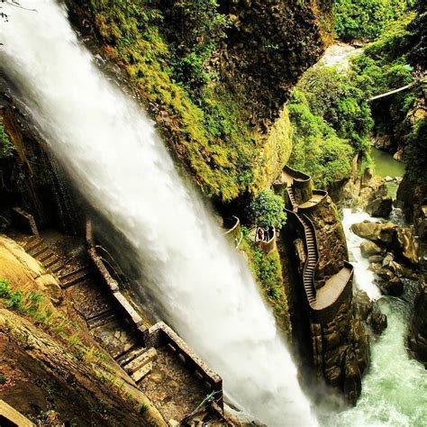 El Pailon Del Diablo Is A Huge And Impressive 100 Feet High Waterfall