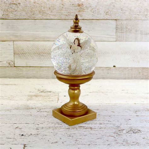 Angel Pedestal Glitter Globe Cracker Barrel