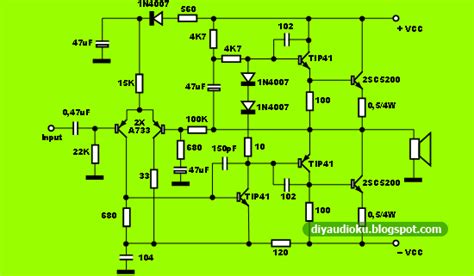 Power Amplifier Ocl Watt Cocok Untuk Luar Ruang Atau Subwoofer Skema Rangkaian Elektronika