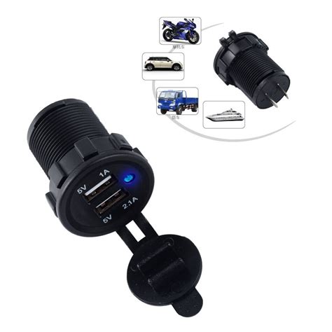 Waterproof Dual Usb Boat Motorcycle Car Charger Power Adapter Socket V A A For Iphone Ipad