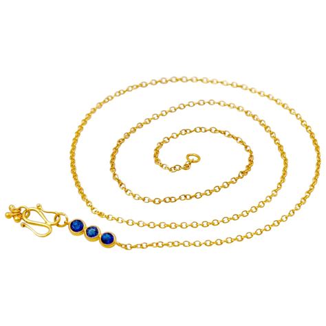Handmade Kyanite 20 Karat Gold Chain Necklace 52cm For Sale At 1stdibs