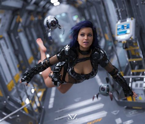 Space Odyssey Micro Gravity By Vizzee Cyberpunk Girl Sci Fi