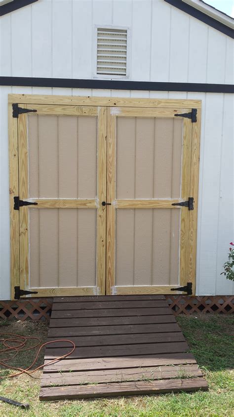 My shed had double doors. Brand new shed doors installed for client. Old door was rotting and did not swing well. Fixed up ...